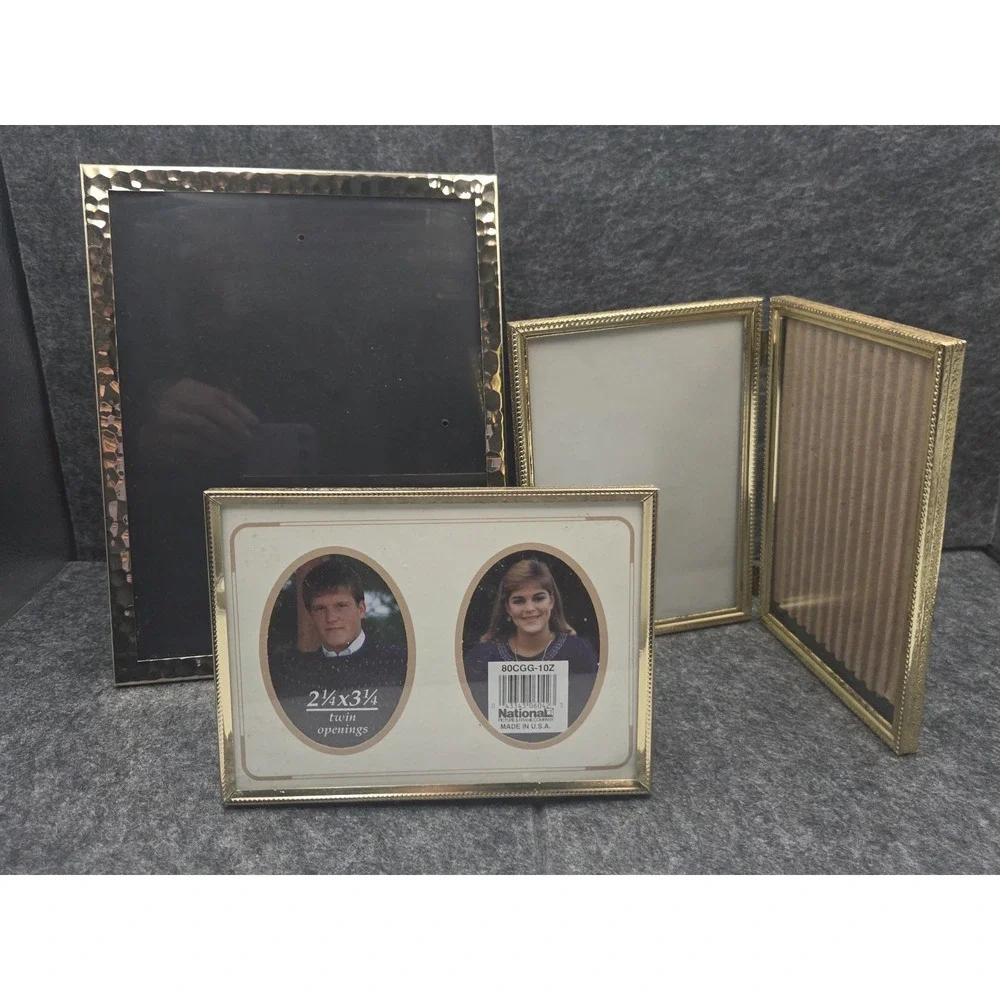 Lot Of 3 Vintage Gold Tone Ornate Picture Frames W/Glass 8x10 5x7 MCM